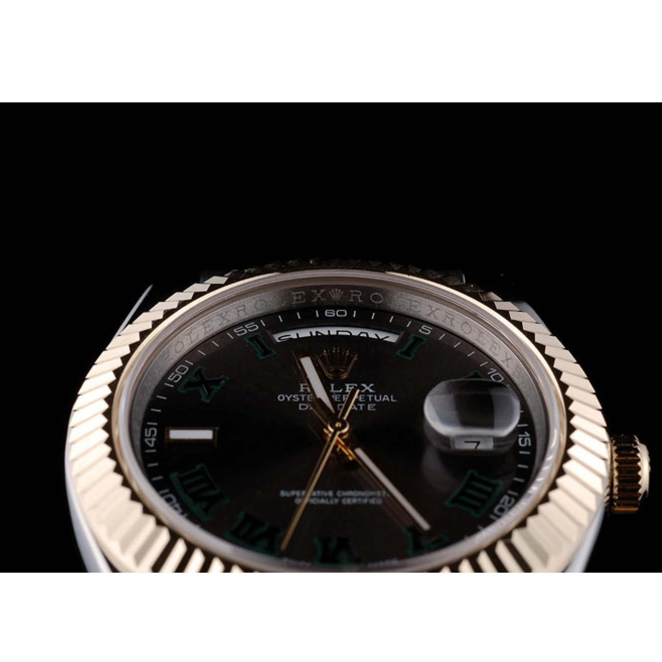Rolex copies cheap Rolex Grey Strap Steel Dial DayDate Colored Stainless 41981 Dual 0701